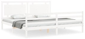 vidaXL Πλαίσιο Κρεβατιού με Κεφαλάρι Λευκό 200x200 εκ. Μασίφ Ξύλο