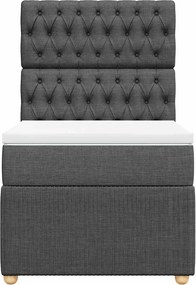 vidaXL Κρεβάτι Boxspring με Στρώμα Σκούρο Γκρι 90x190 εκ. Υφασμάτινο