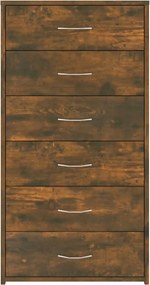 vidaXL Ντουλάπι με 6 Συρτάρια Καπνιστή Δρυς 50x34x96 εκ. Επεξεργ. Ξύλο