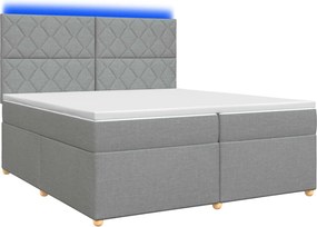 vidaXL Κρεβάτι box spring με στρώμα Ανοιχτό γκρι 200 x 200 cm Ύφασμα
