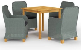 vidaXL Σετ Τραπεζαρίας Κήπου 5 Τεμαχίων Ανοιχτό Γκρι