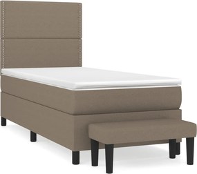 vidaXL Κρεβάτι Boxspring με Στρώμα Taupe 90x190 εκ.Υφασμάτινο