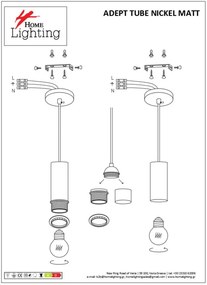 Φωτιστικό Οροφής  SE21-NM-4-NM3 ADEPT TUBE Nickel Matt Pendant+ - 77-8387 - 51W - 100W - 77-8387
