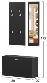 ΣΕΤ ΕΙΣΟΔΟΥ ΜΕ ΚΑΘΡΕΠΤΗ VERN HM2476.02 ΜΕΛΑΜΙΝΗ ΣΕ WENGE 80x27x175Υεκ