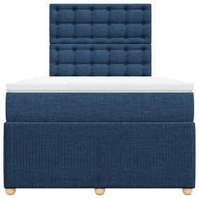 vidaXL Κρεβάτι Boxspring με Στρώμα Μπλε 120x190 εκ. Υφασμάτινο