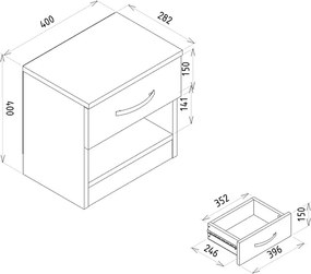Κομοδίνο Lube Megapap χρώμα λευκό 40x28,2x40εκ.