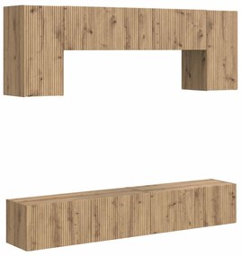 vidaXL Σετ επίπλου τηλεόρασης Επιτοίχιο 5 pcs Μαύρο Επεξεργασμένο ξύλο