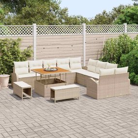 vidaXL Σετ Καναπέ Κήπου με μαξιλάρι 13 pcs Μπεζ συνθετικό ρατάν