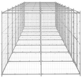 Κλουβί Σκύλου Εξωτερικού Χώρου 19,36 μ² από Γαλβανισμένο Χάλυβα - Ασήμι
