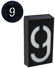 Ηλιακό Φωτιστικό 1W Αριθμός Δρόμου 9 IP55 6000K Μαύρο 71519 Globostar-71519-Μαύρο 71519