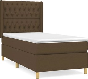 vidaXL Κρεβάτι Boxspring με Στρώμα Σκούρο Καφέ 90x200 εκ. Υφασμάτινο