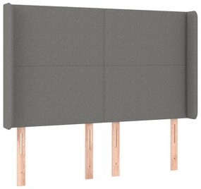 vidaXL Κρεβάτι Boxspring με Στρώμα &amp; LED Σκ.Γκρι 140x200 εκ Υφασμάτινο