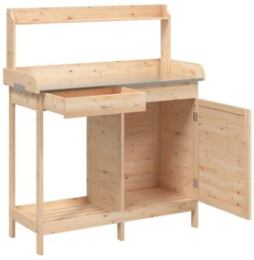 VidaXL Τραπέζι για Γλάστρες με Ντουλάπι 110,5x45x124,5 εκ. Μασίφ Ελάτη