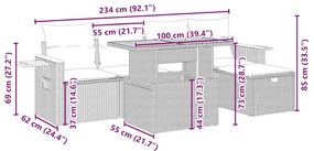 vidaXL Σετ Καναπέ Κήπου 6 τεμ. Μπεζ Συνθετικό Ρατάν με Μαξιλάρια