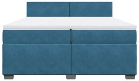 vidaXL Κρεβάτι Boxspring με Στρώμα Μπλε 200x200 εκ. Βελούδινο