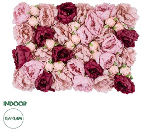 Artificial Garden ROSES STORY 20355 Τεχνητό Διακοσμητικό Πάνελ Λουλουδιών - Κάθετος Κήπος σύνθεση Ροζ &amp; Βυσσινί Τριαντάφυλλα Μ40 x Π60 x Υ8cm