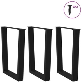 vidaXL Πόδια Τραπεζαρίας Σχήματος V 3 τεμ. Μαύρο 70x(72-73,3) εκ. Ατσάλι