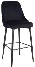 Σκαμπό μπαρ Zedna pakoworld μαύρο βελούδο με μαύρα μεταλλικά πόδια 52x57x111εκ