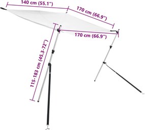 vidaXL Επέκταση Σκιάστρου Σχήμα Τ Λευκό 170x170x(115-183) εκ.