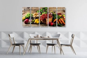 Εικόνα 5 μερών με φρέσκα φρούτα και λαχανικά