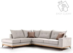 Γωνιακός καναπές δεξιά γωνία Luxury II pakoworld ύφασμα cream-mocha 290x235x95εκ