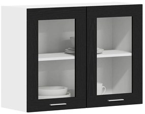 vidaXL Κρεμαστή Γυάλινη Ντουλάπα με ράφι Μαύρη δρυς 80 x 31 x 60 εκ