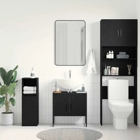 vidaXL Ντουλάπι νιπτήρα μπάνιου με ράφι Μαύρη δρυς 60 x 30 x 60 cm