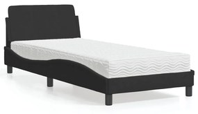 Κρεβάτι με Στρώμα Μαύρο 80 x 200 εκ. Βελούδινο - Μαύρο