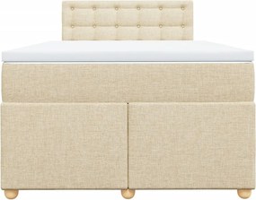 vidaXL Κρεβάτι Boxspring με Στρώμα Κρεμ 120x200 εκ. Υφασμάτινο