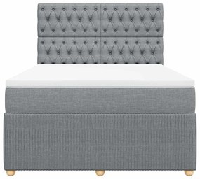 vidaXL Κρεβάτι Boxspring με Στρώμα Ανοιχτό Γκρι 140x190 εκ. Υφασμάτινο