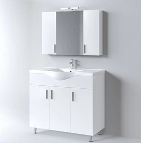 Martin Siena 100 White Gloss - Πάγκος με Νιπτήρα &amp; Καθρέπτη