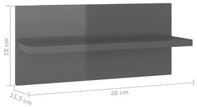 Ραφιέρες Τοίχου 2 τεμ. Γυαλιστερό Γκρι 40 x 11,5 x 18 εκ. - Γκρι