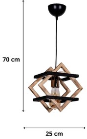 Φωτιστικό οροφής Legno Megapap E27 ξύλινο μονόφωτο χρώμα φυσικό - μαύρο 25x18x70εκ. - GP036-0064,1