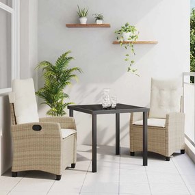 vidaXL Σέτ φαγητού για κήπο 3 pcs Μπεζ συνθετικό ρατάν