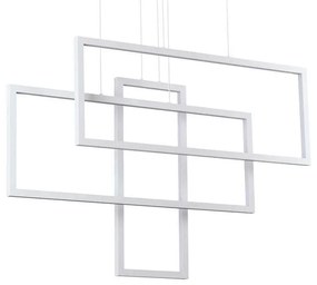 Φωτιστικό Οροφής Frame Rettangolo 253589 103x80/120x18cm LED 93W 3000K White Ideal Lux