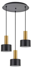 Φωτιστικό Οροφής  SE21-GM-4-3BL-MS1 ADEPT TUBE Gold Matt Pendant Black Metal Shade+ - 51W - 100W - 77-8635