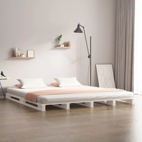 Κρεβάτι Παλέτες Λευκό 180 x 200 εκ. Μασίφ Ξύλο Super King Size 821408