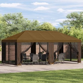 vidaXL Κιόσκι με Πλαϊνές Τοίχους 6 x 3 m Taupe Πολυεστέρας και Χάλυβας