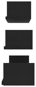 vidaXL Ράφια Τοίχου 3 τεμ. Μαύρα από Επεξεργασμένο Ξύλο