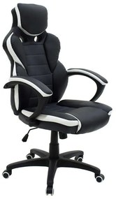 Καρέκλα Γραφείου Εργασίας Garmin - Bucket Pu Μαύρο-Λευκό 67X60X113-123Cm 126-000016