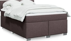 vidaXL Κρεβάτι Boxspring με Στρώμα Σκούρο Καφέ 140x200 εκ Υφασμάτινο