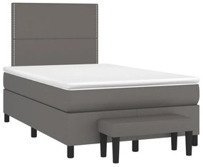 VidaXL Κρεβάτι Boxspring με Στρώμα Γκρι 120x190εκ. από Συνθετικό Δέρμα