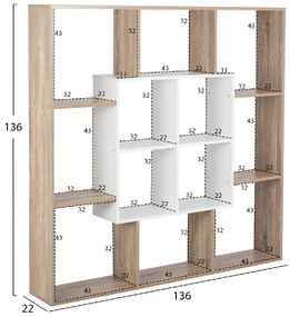 ΒΙΒΛΙΟΘΗΚΗ BRODY HM8771.01 136X22X136 ΛΕΥΚΟ