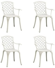 Καρέκλες Κήπου 4 τεμ. Λευκές από Χυτό Αλουμίνιο
