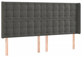 Κεφαλάρι Κρεβατιού LED Σκούρο Γκρι 203x16x118/128εκ. Βελούδινο 3124549