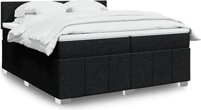vidaXL Κρεβάτι Boxspring με Στρώμα Μαύρο 200x200 εκ. Υφασμάτινο