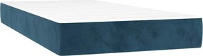 vidaXL Κρεβάτι Boxspring με Στρώμα Σκούρο Μπλε 90x190 εκ. Βελούδινο