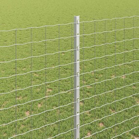 vidaXL Ενσωματωμένος Πόλος Φράχτη 11 τμχ. Ασημί 200 cm