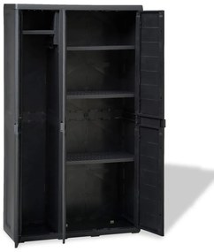 vidaXL Ντουλάπα Αποθήκευσης Εξωτερικού Χώρου με 4 Ράφια Μαύρη