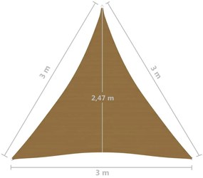 Πανί Σκίασης Taupe 3 x 3 x 3 μ. από HDPE 160 γρ/μ² - Μπεζ-Γκρι